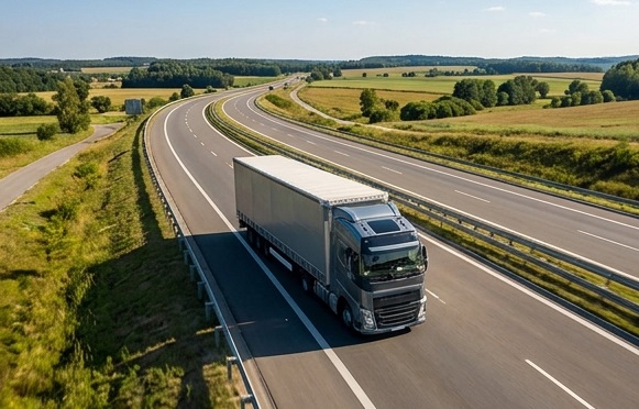 Ciężarówka na pustej autostradzie