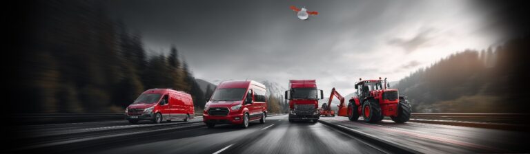 Czerwone pojazdy na drodze - monitoring floty