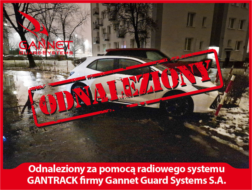 Toyota Corolla odnaleziona w Warszawie przez Gannet Guard Systems