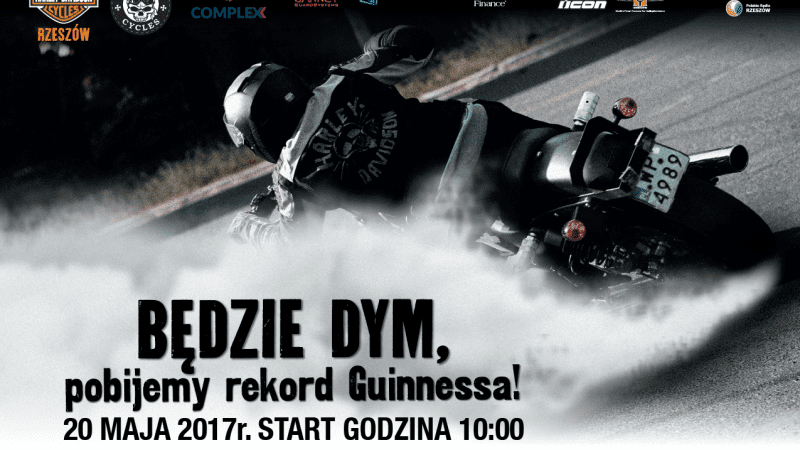 Motocykl, dym, próba bicia rekordu
