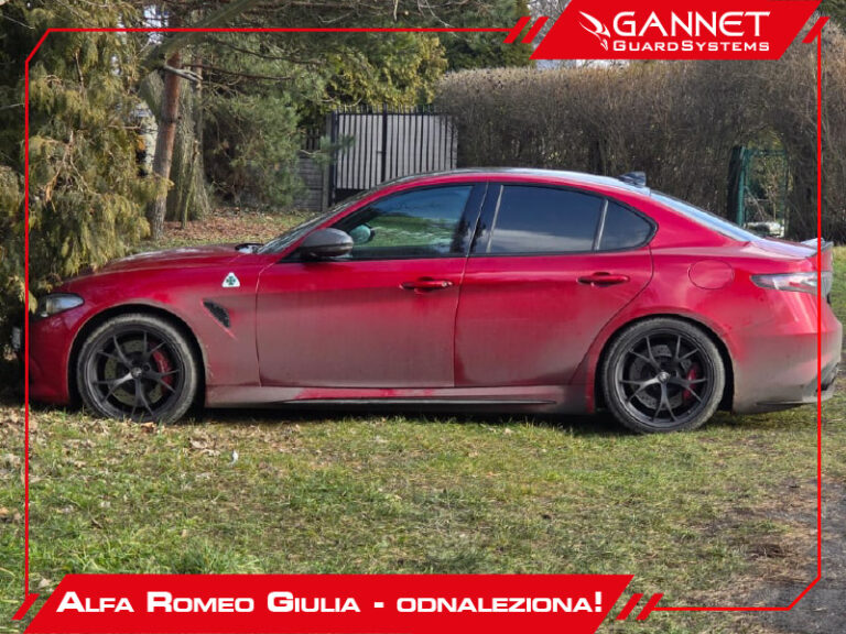 Alfa Romeo Giulia odnaleziona przez Gannet Guard Systems w Dąbrowie Górniczej