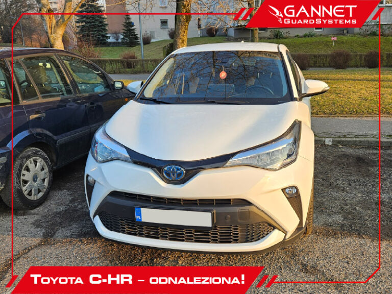 Toyota CH-R odnaleziona w Warszawie przez Gannet Guard Systems