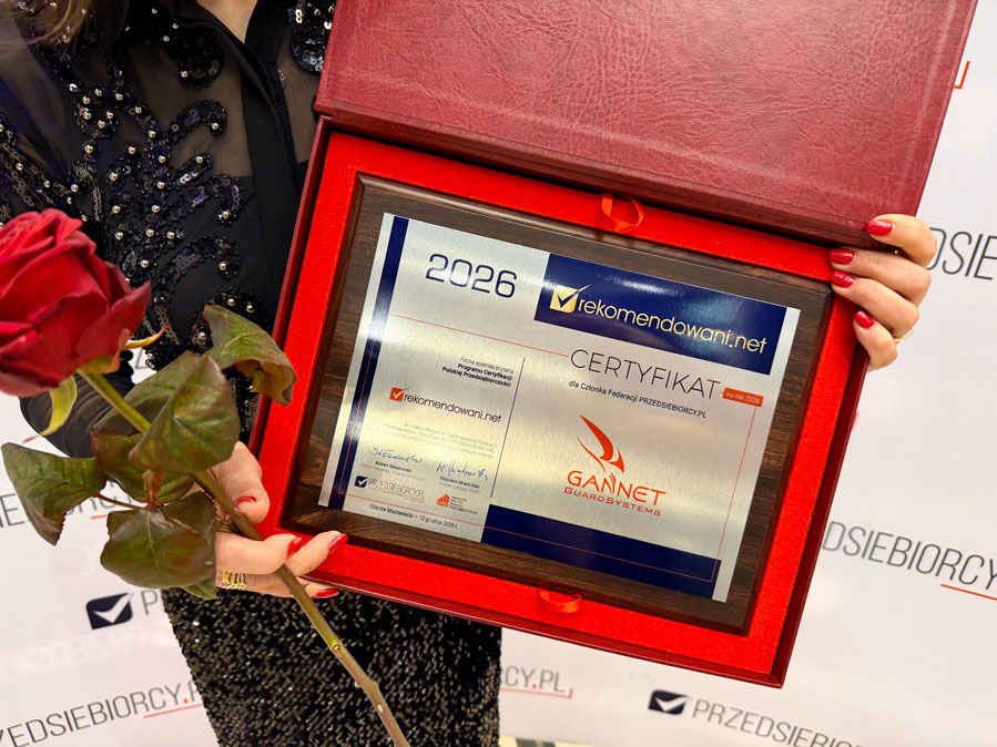 certyfikat przyznany gannet guard systems