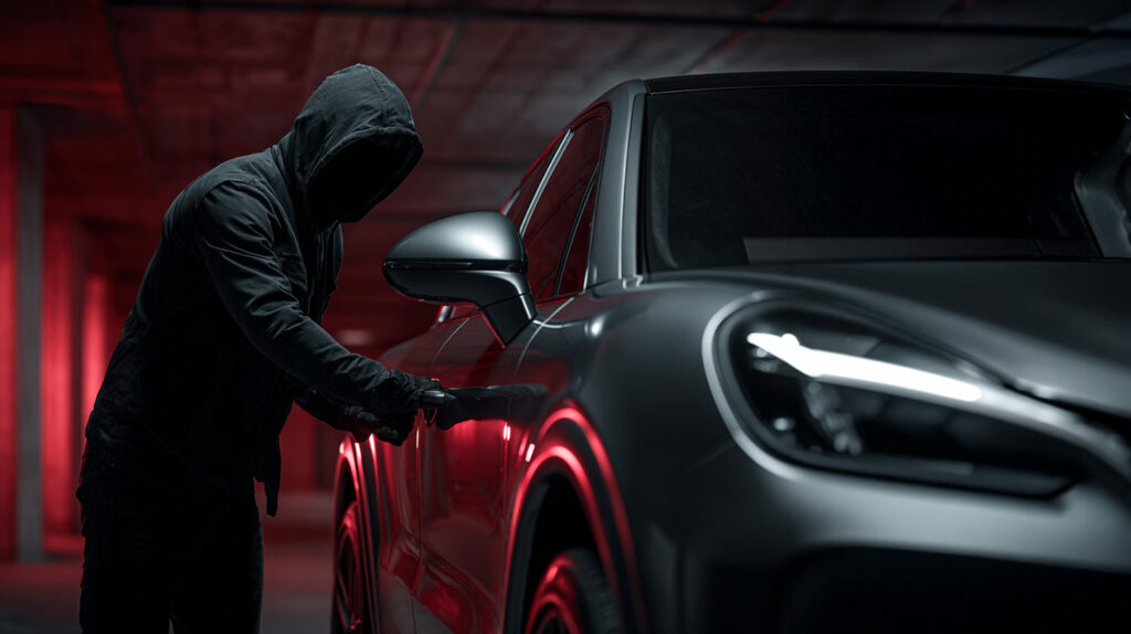 Sen o kradzieży. Sen o złodzieju.. Złodziej próbuje ukraść samochód