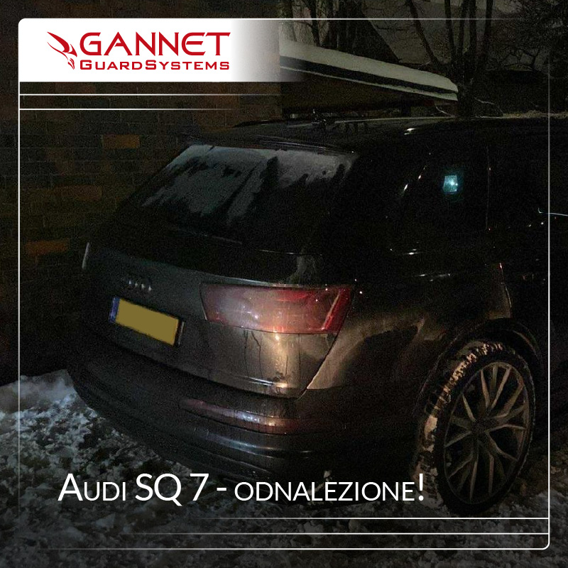 Audi SQ7 w nocy, odnalezione dzięki Gannet Guard Systems
